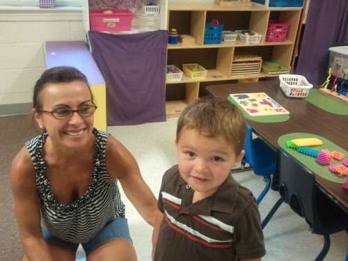 Tyler with Ms. Laura on his 1st day of school at All God's Children